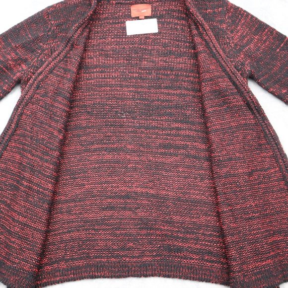 Narciso Rodriguez Sweater Womens L Red Rose Combo Cardigan Open Front Knit - Picture 9 of 15